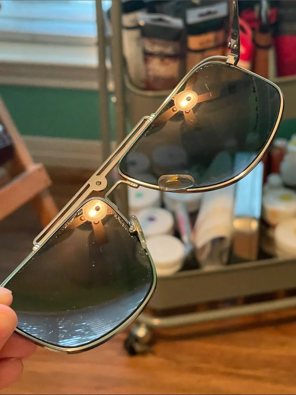 Versace Silver Frame Sunglasses with Dark Gray Lenses